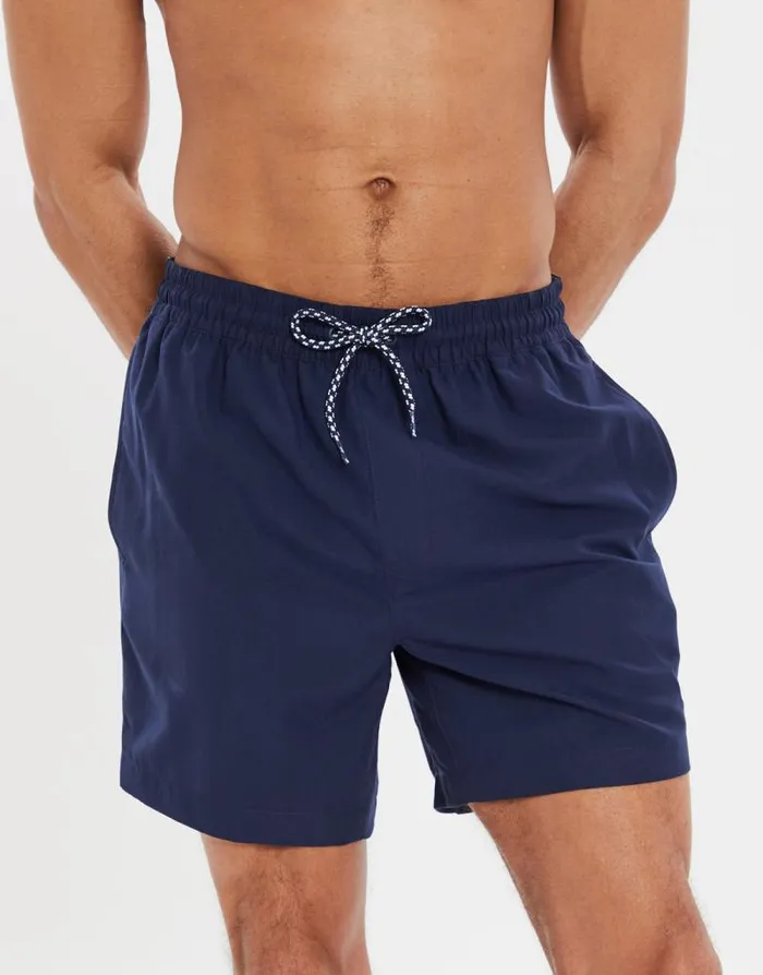 Men Navy and Geo Print Swim Shorts 2 Pack Threadbare Swim Shorts