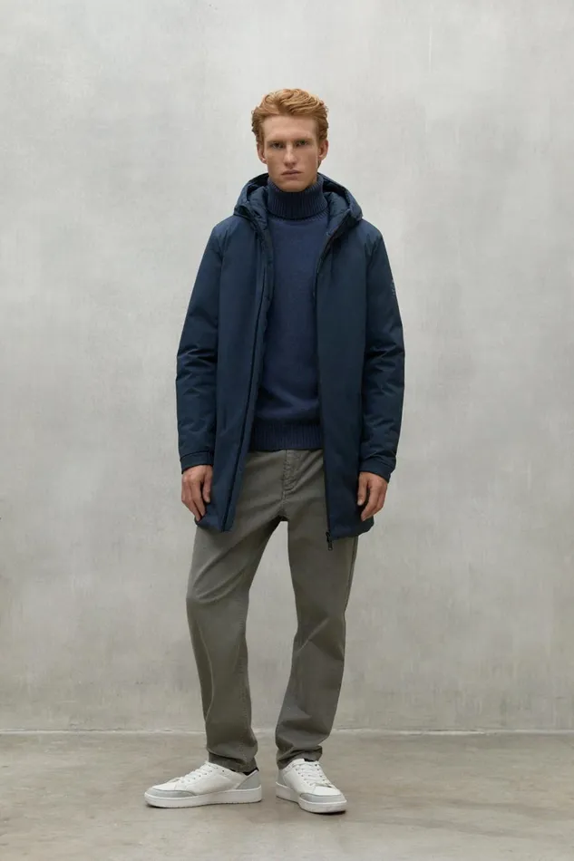 Men Navy Blue Pasu Coat Ecoalf Coats And Jackets
