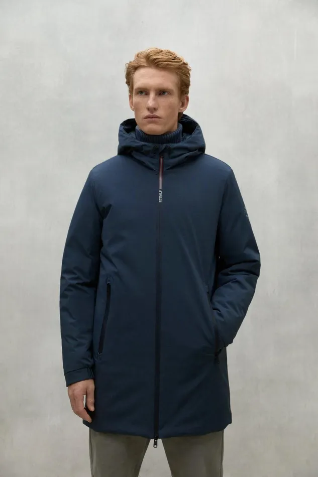 Men Navy Blue Pasu Coat Ecoalf Coats And Jackets