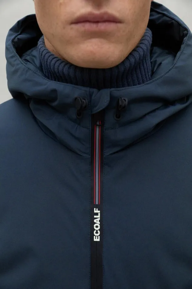 Men Navy Blue Pasu Coat Ecoalf Coats And Jackets