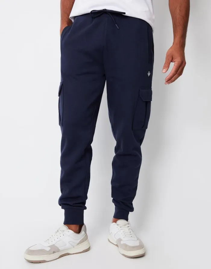 Men Navy Cargo Style Joggers Threadbare Joggers