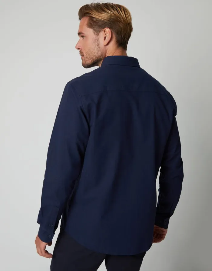 Men Navy Cotton Long Sleeve Slim Fit Shirt Threadbare Shirts Men Navy Cotton Long Sleeve Slim Fit Shirt Threadbare Shirts