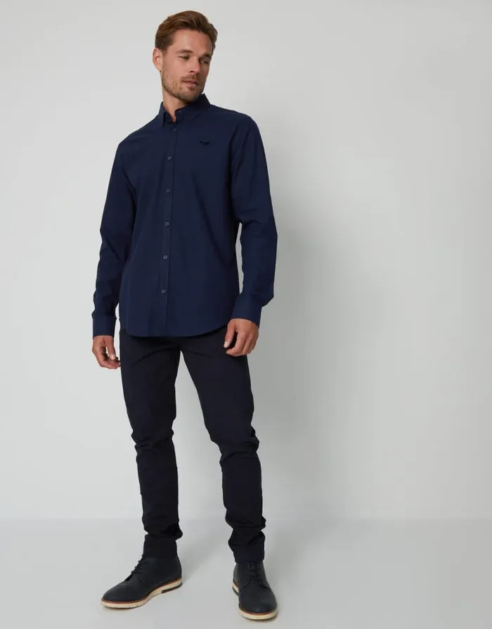 Men Navy Cotton Long Sleeve Slim Fit Shirt Threadbare Shirts Men Navy Cotton Long Sleeve Slim Fit Shirt Threadbare Shirts