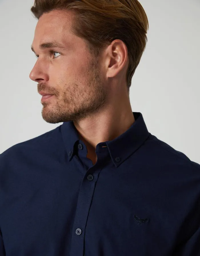 Men Navy Cotton Long Sleeve Slim Fit Shirt Threadbare Shirts Men Navy Cotton Long Sleeve Slim Fit Shirt Threadbare Shirts