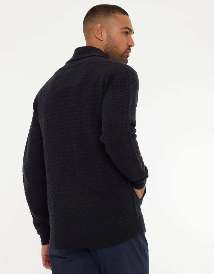 Men Navy Knitted Shawl Cardigan Threadbare Cardigans Men Navy Knitted Shawl Cardigan Threadbare Cardigans