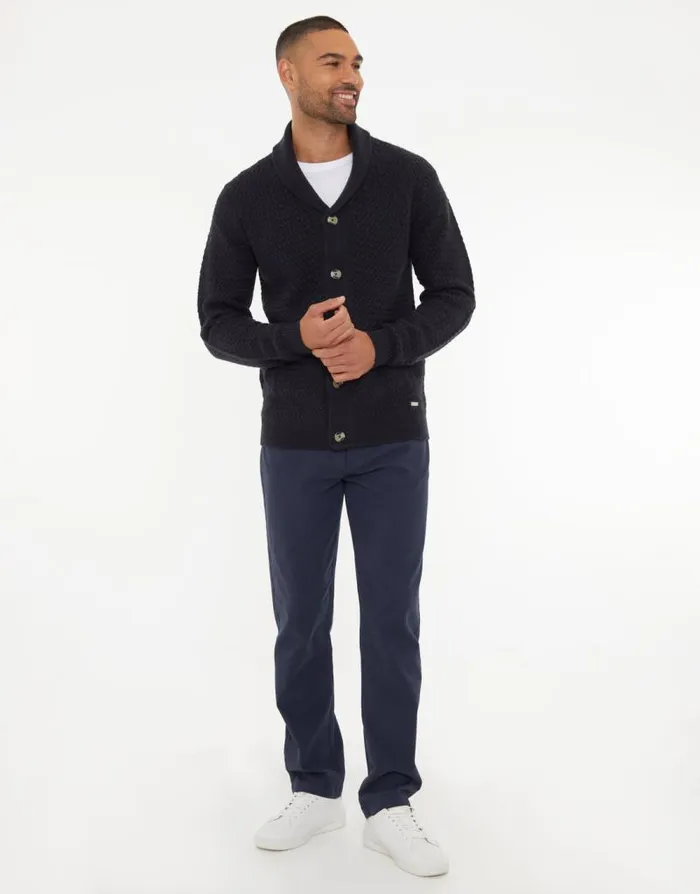 Men Navy Knitted Shawl Cardigan Threadbare Cardigans Men Navy Knitted Shawl Cardigan Threadbare Cardigans