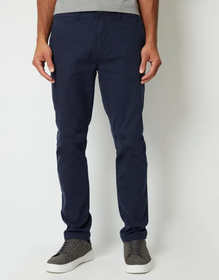 Men Navy Slim Fit Stretch Canvas Trousers Threadbare Chinos