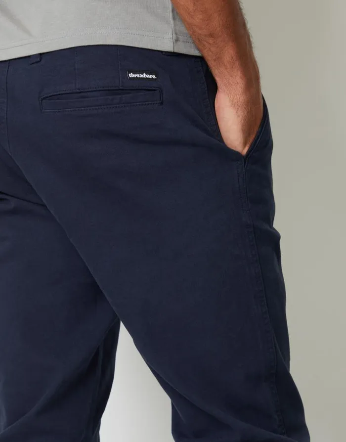 Men Navy Slim Fit Stretch Canvas Trousers Threadbare Chinos Men Navy Slim Fit Stretch Canvas Trousers Threadbare Chinos