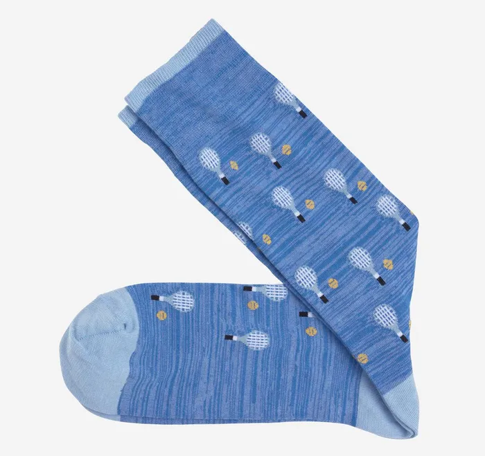 Men Novelty Socks Blue Pickleball JohnstonandMurphy Socks