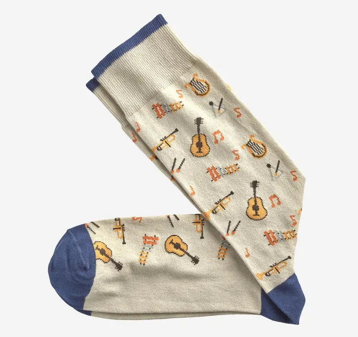 Men Novelty Socks Khaki Music City JohnstonandMurphy Socks