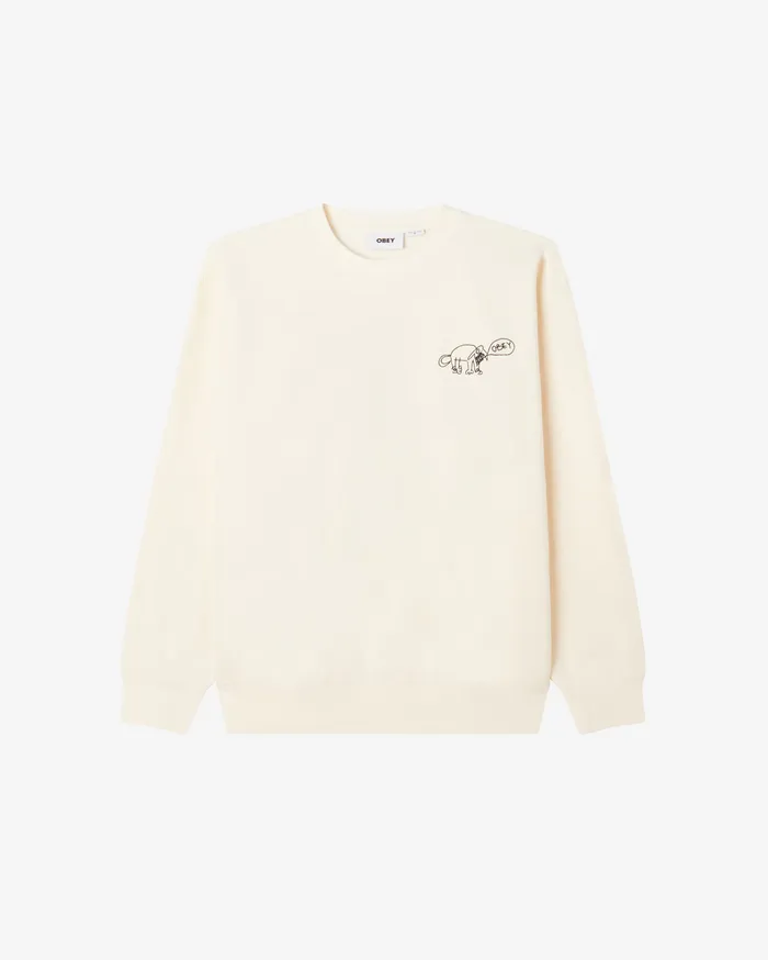 Men OBEY Clothing DOG DOODLE CREWNECK Unbleached SWEATSHIRTS