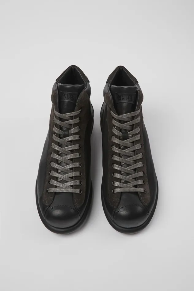 Men Pelotas Black Vegetable Tanned Leather Shoes Camper Ankle Boots Men Pelotas Black Vegetable Tanned Leather Shoes Camper Ankle Boots