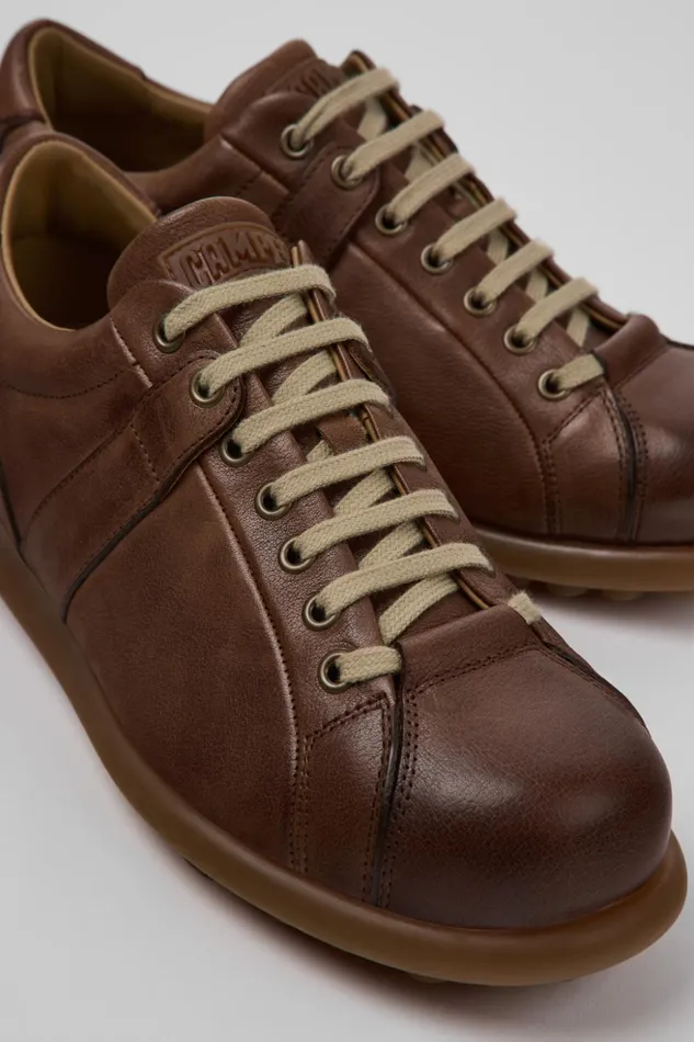 Men Pelotas Brown Leather Shoes Camper Casual Shoes