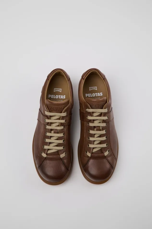 Men Pelotas Brown Leather Shoes Camper Casual Shoes Men Pelotas Brown Leather Shoes Camper Casual Shoes