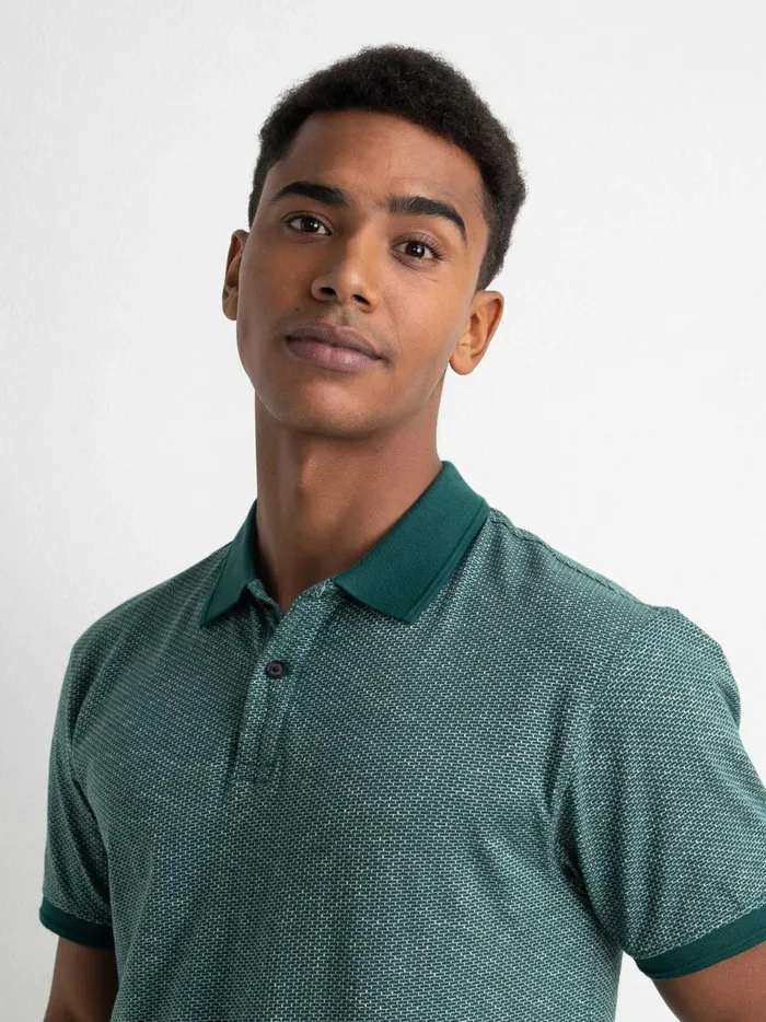 Men Polo Shirts Petrol Industries Polo Shirt With An AllOver Print Emerald Green
