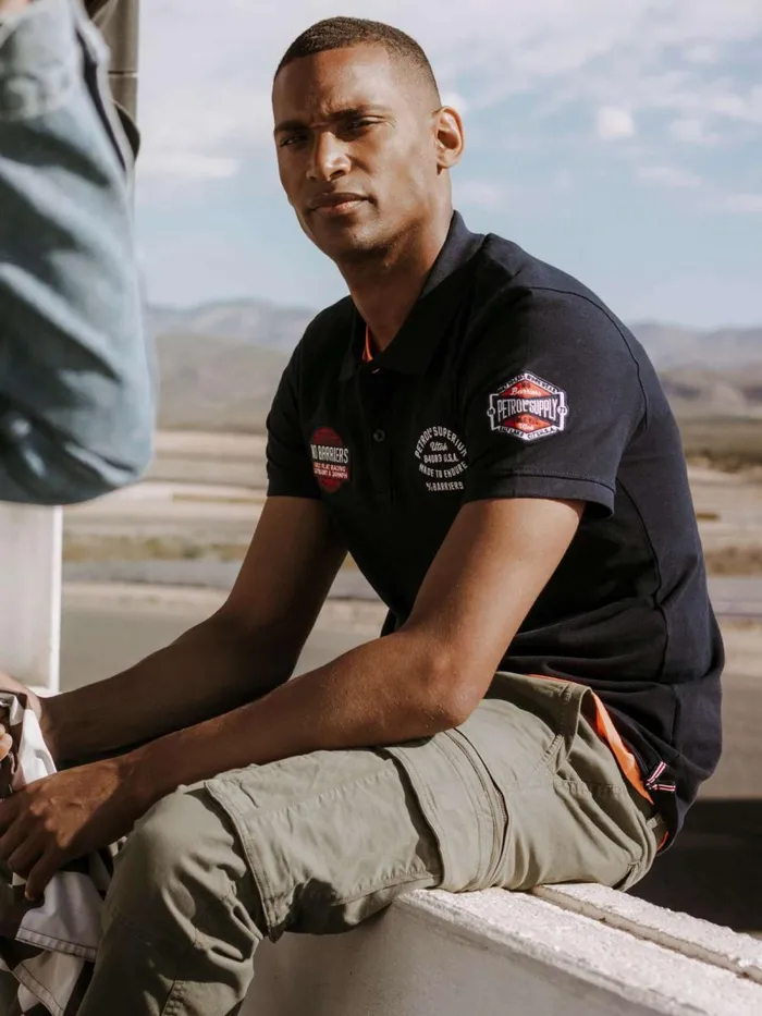 Men Polo Shirts Petrol Industries Sporty Polo Shirt Midnight Navy