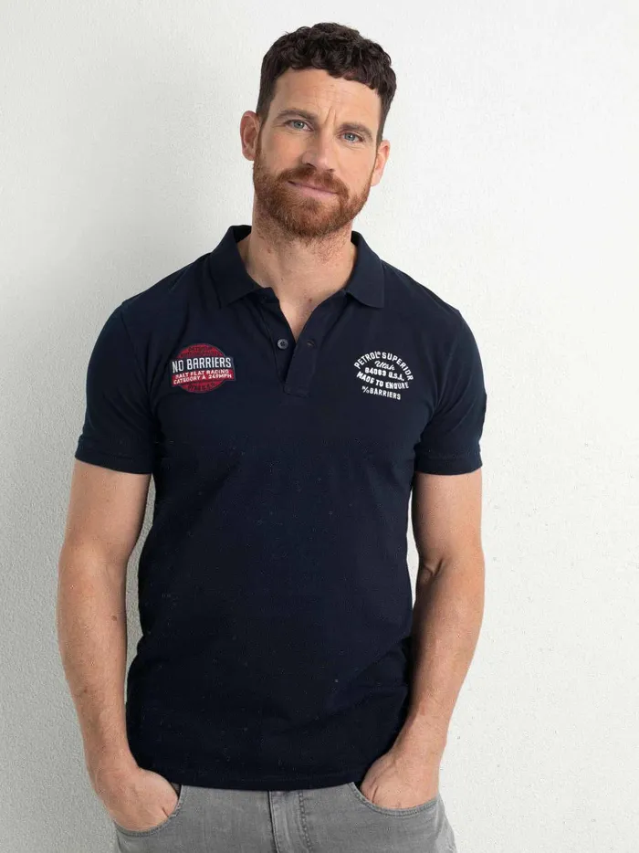Men Polo Shirts Petrol Industries Sporty Polo Shirt Midnight Navy