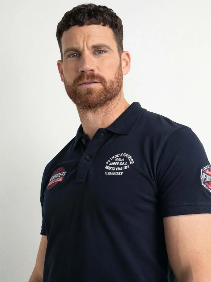 Men Polo Shirts Petrol Industries Sporty Polo Shirt Midnight Navy