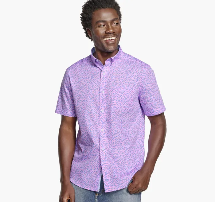 Men Printed Cotton ShortSleeve Shirt Pink Swarming Shark JohnstonandMurphy ShortSleeve Shirts Men Printed Cotton ShortSleeve Shirt Pink Swarming Shark JohnstonandMurphy ShortSleeve Shirts