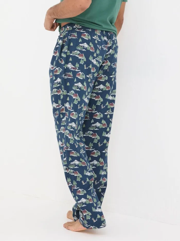 Men Pyjamas and Nightwear Fat Face Navy Blue Jeep Print Pyjamas