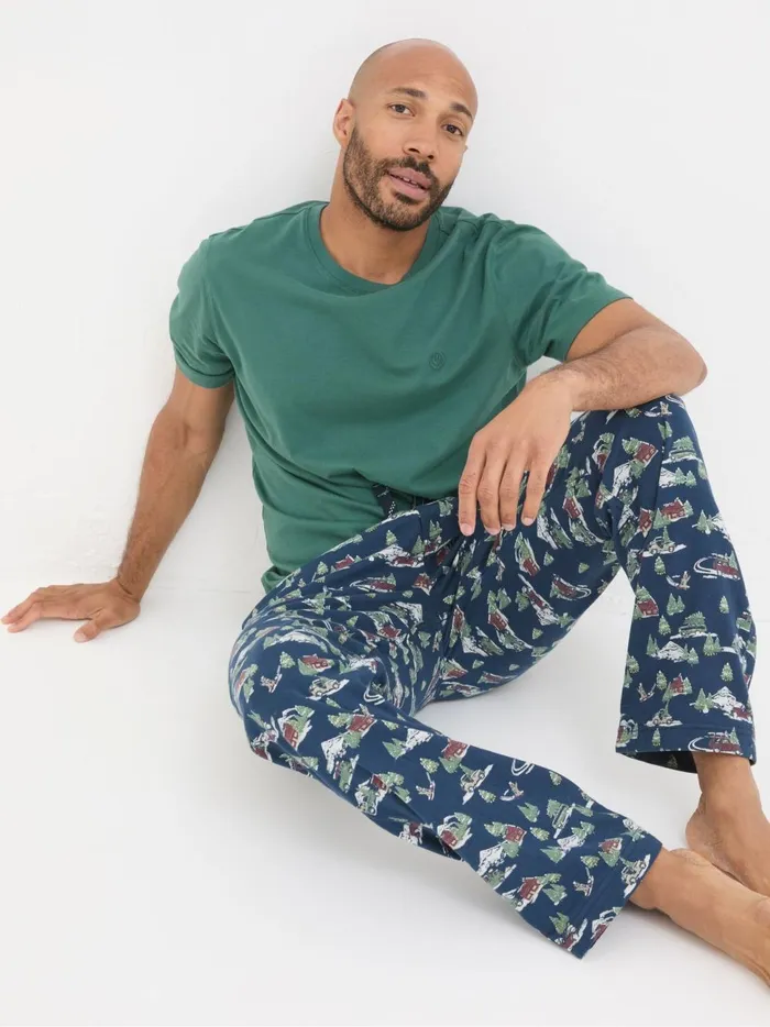 Men Pyjamas and Nightwear Fat Face Navy Blue Jeep Print Pyjamas