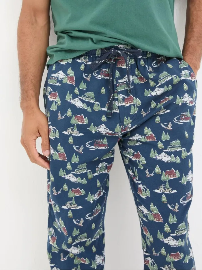 Men Pyjamas and Nightwear Fat Face Navy Blue Jeep Print Pyjamas