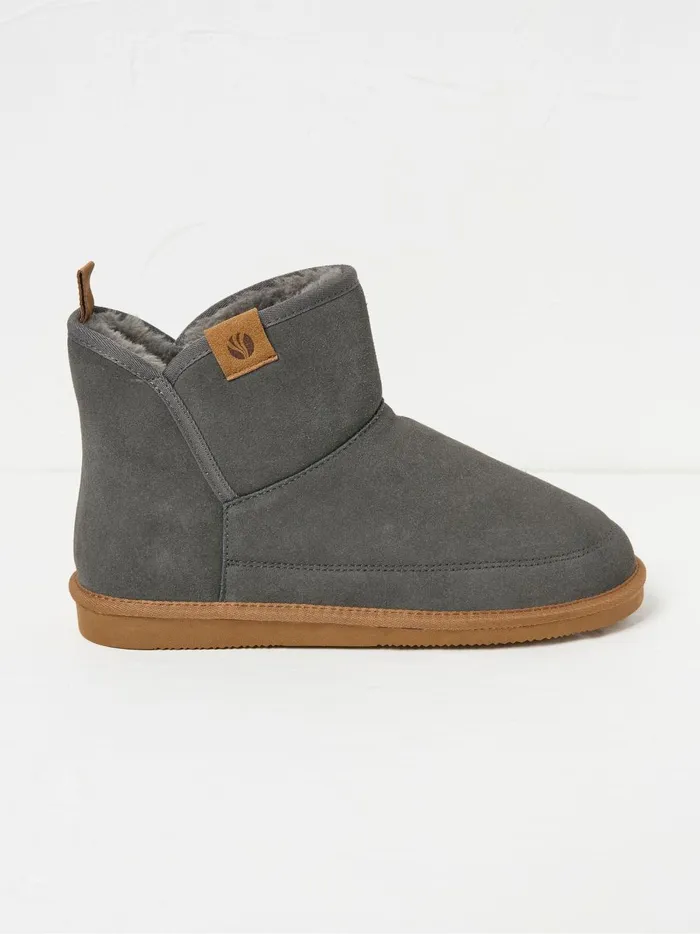 Men Pyjamas and Nightwear Fat Face Rafe Charcoal Grey Suede Slipper Boots