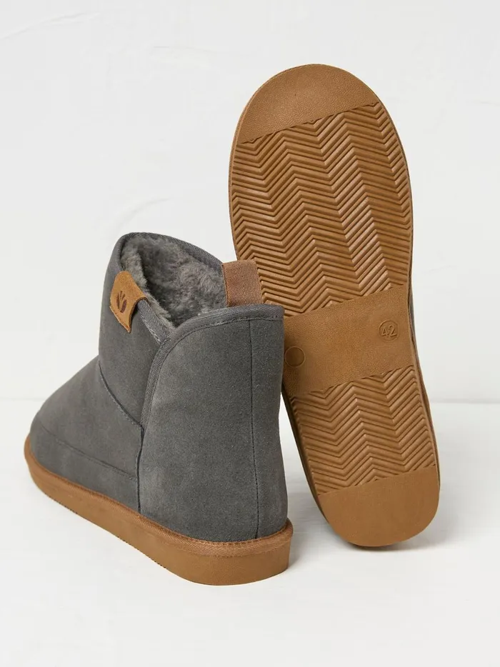 Men Pyjamas and Nightwear Fat Face Rafe Charcoal Grey Suede Slipper Boots