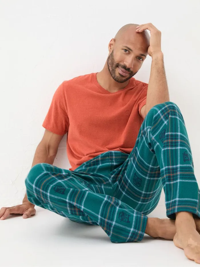 Men Pyjamas and Nightwear Fat Face Teal Blue Jacquard Pyjamas