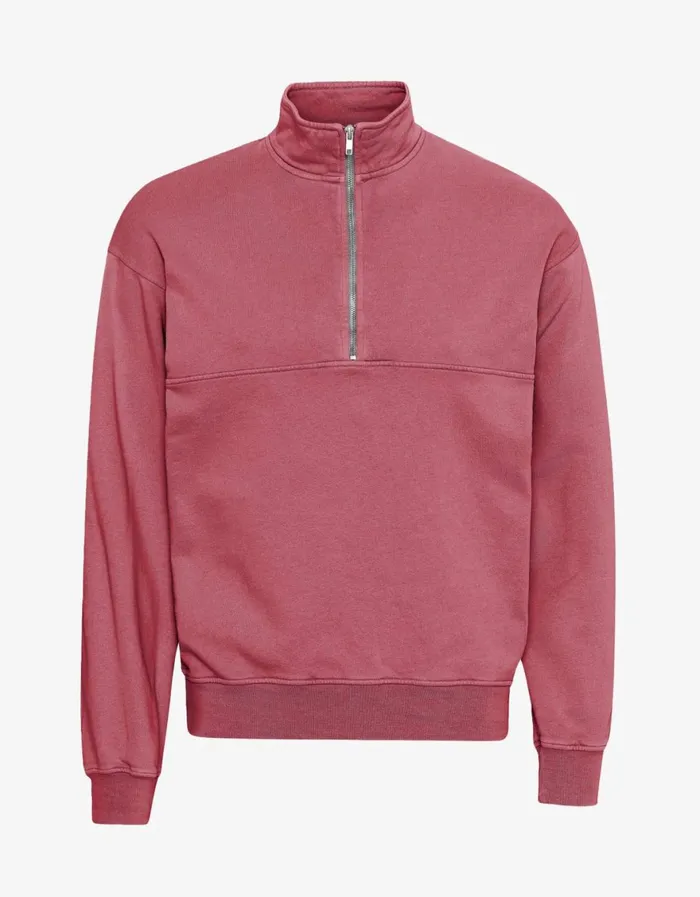 Men Quarter Zips Colorful Standard Organic Quarter Zip Raspberry Pink