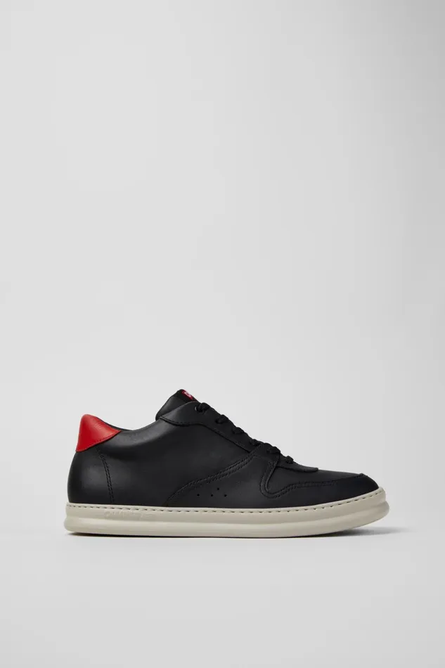 Men Runner Black And Red Leather Sneakers Camper Ankle Boots Men Runner Black And Red Leather Sneakers Camper Ankle Boots