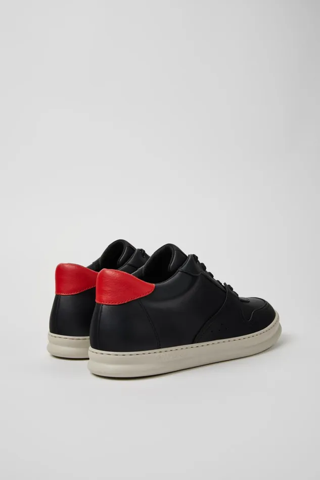 Men Runner Black And Red Leather Sneakers Camper Ankle Boots Men Runner Black And Red Leather Sneakers Camper Ankle Boots