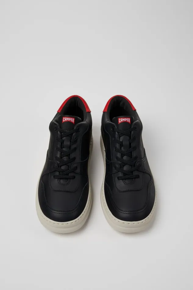 Men Runner Black And Red Leather Sneakers Camper Ankle Boots Men Runner Black And Red Leather Sneakers Camper Ankle Boots
