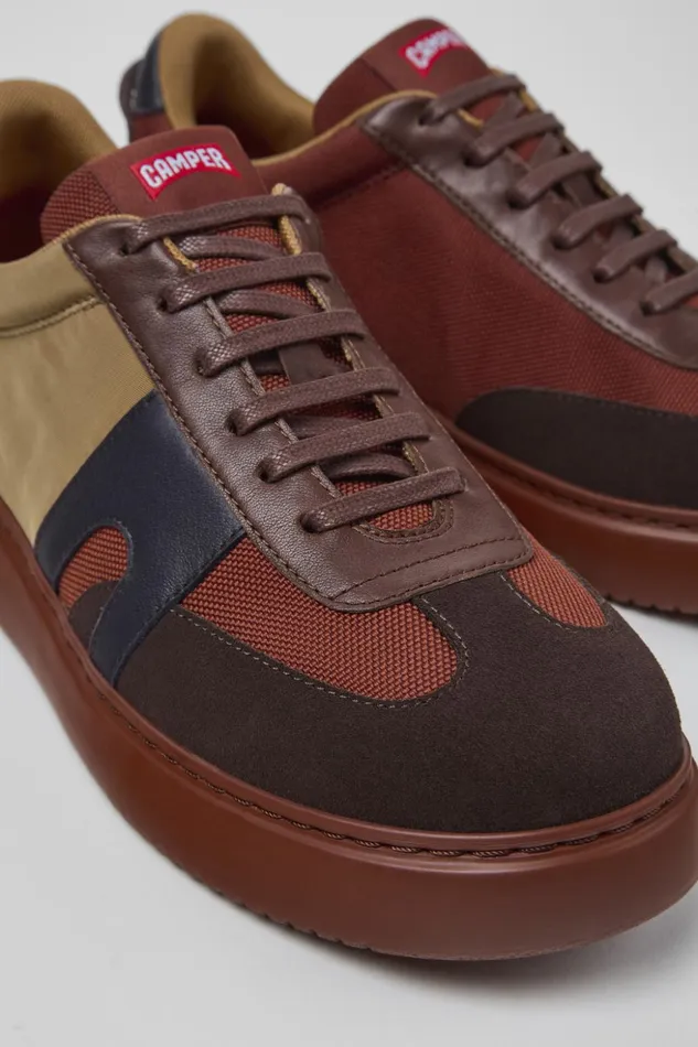 Men Runner K21 Brown Textile And Nubuck Sneakers Camper Sneakers