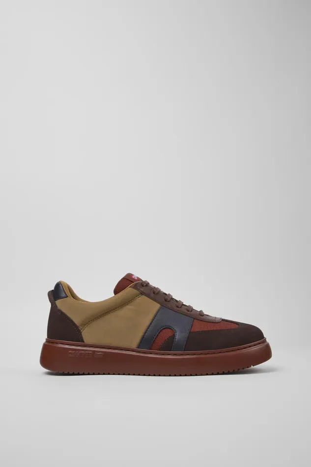 Men Runner K21 Brown Textile And Nubuck Sneakers Camper Sneakers Men Runner K21 Brown Textile And Nubuck Sneakers Camper Sneakers