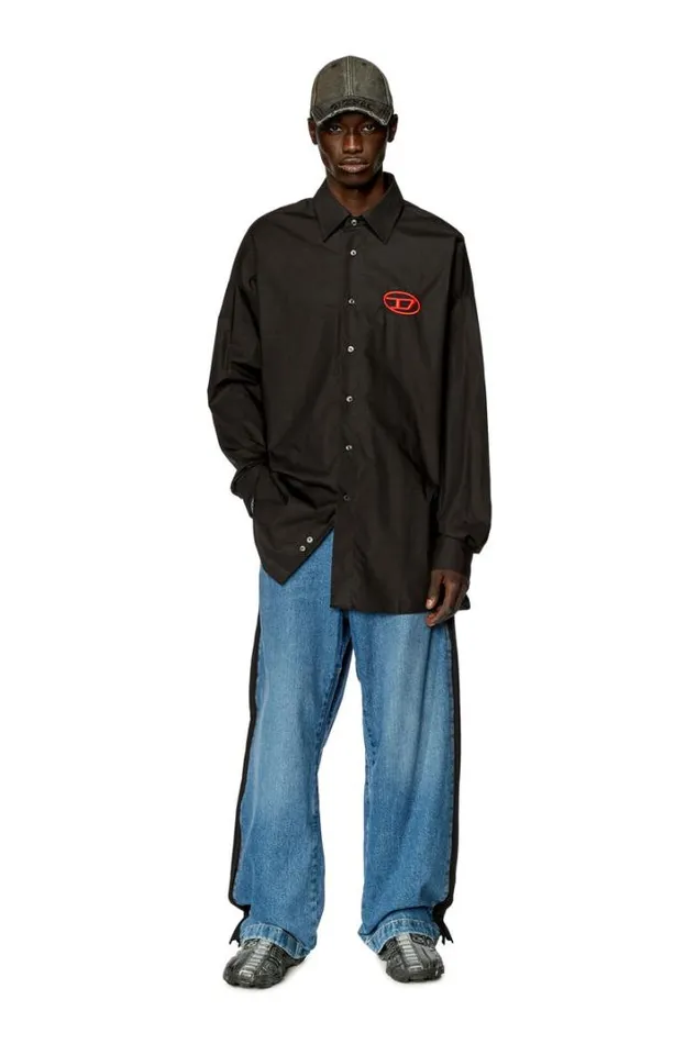 Men SDouPlain Black Diesel Shirts