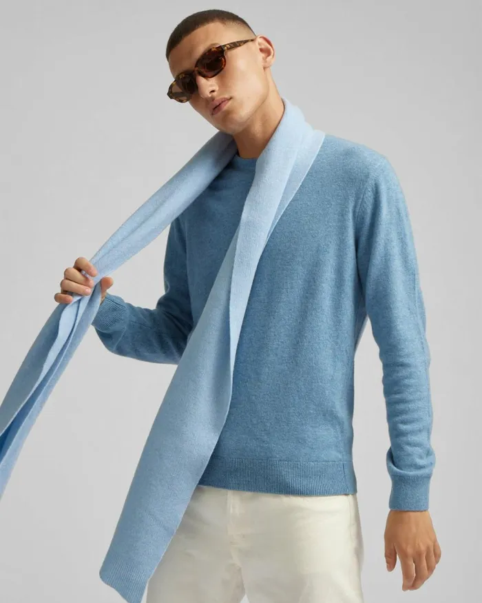 Men Scarves Colorful Standard Merino Wool Scarf Optical White