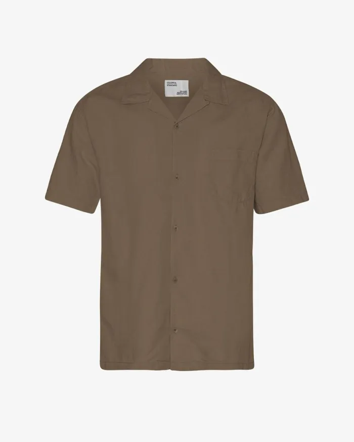 Men Shirts Colorful Standard Linen Short Sleeved Shirt Cedar Brown