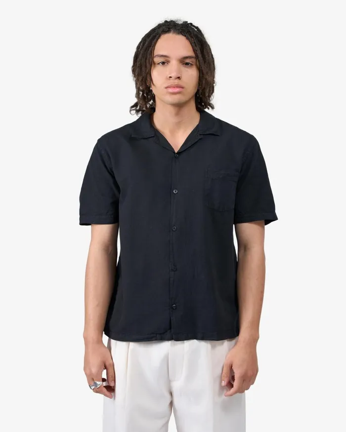 Men Shirts Colorful Standard Linen Short Sleeved Shirt Cedar Brown