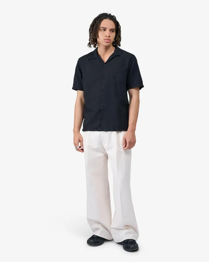 Men Shirts Colorful Standard Linen Short Sleeved Shirt Cedar Brown