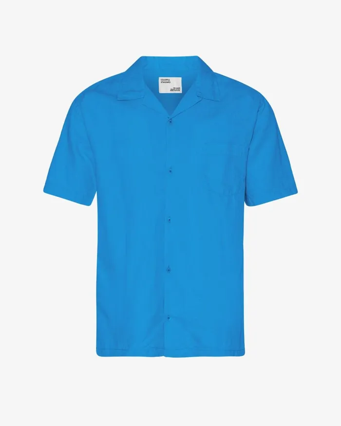 Men Shirts Colorful Standard Linen Short Sleeved Shirt Pacific Blue