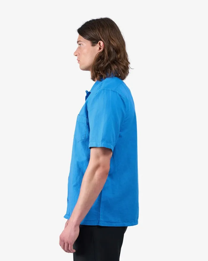 Men Shirts Colorful Standard Linen Short Sleeved Shirt Pacific Blue