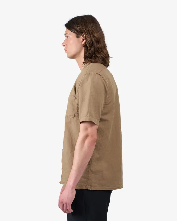 Men Shirts Colorful Standard Linen Short Sleeved Shirt Sahara Camel