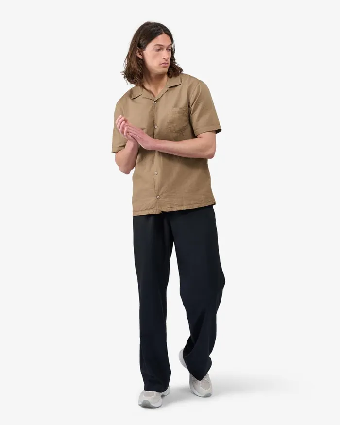 Men Shirts Colorful Standard Linen Short Sleeved Shirt Sahara Camel