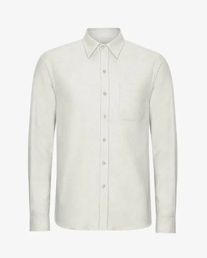 Men Shirts Colorful Standard Organic Flannel Shirt Limestone Grey