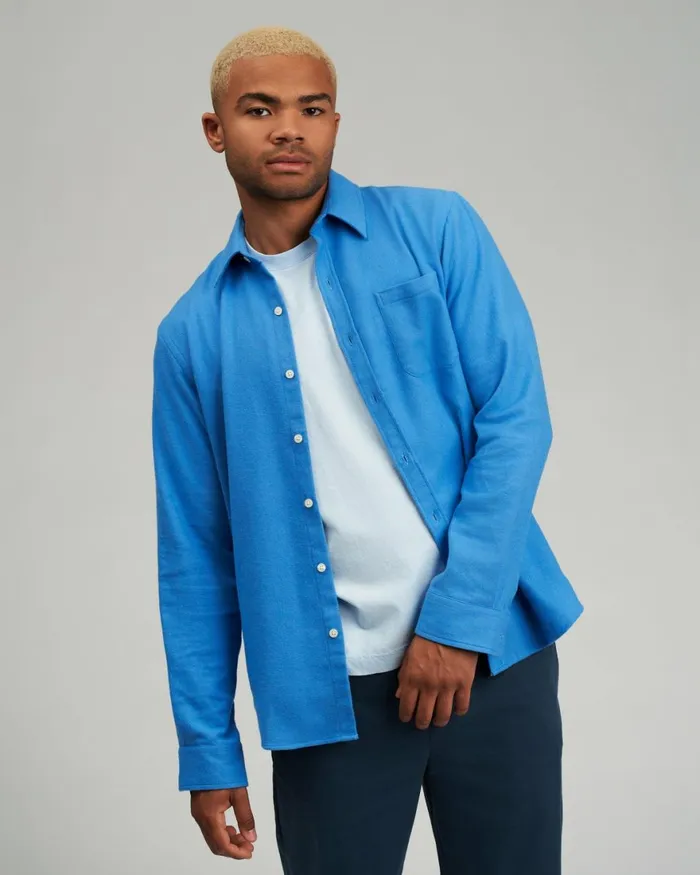 Men Shirts Colorful Standard Organic Flannel Shirt Limestone Grey