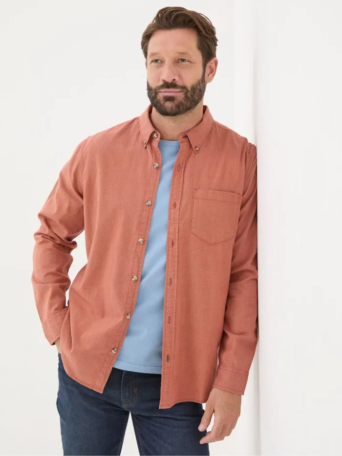 Men Shirts Fat Face Orange Long Sleeve Tadlow Shirt
