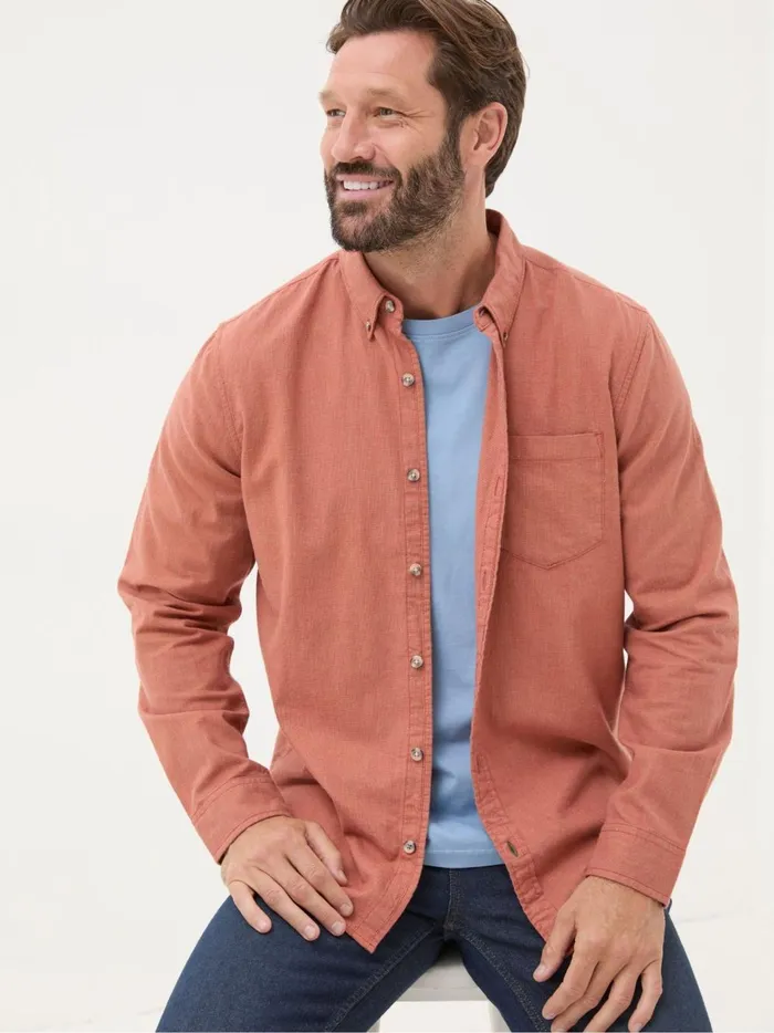 Men Shirts Fat Face Orange Long Sleeve Tadlow Shirt