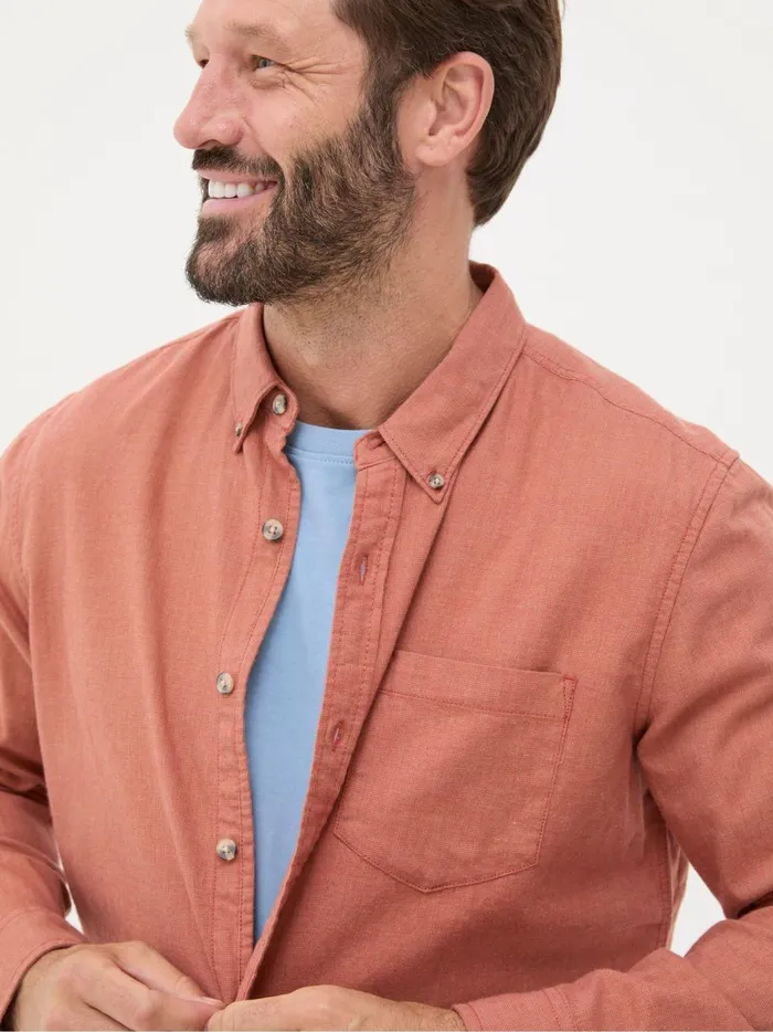 Men Shirts Fat Face Orange Long Sleeve Tadlow Shirt