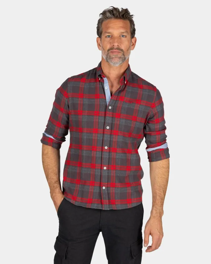 Men Shirts NZA New Zealand Auckland Brown And Red Checkered Shirt 8211 Mud